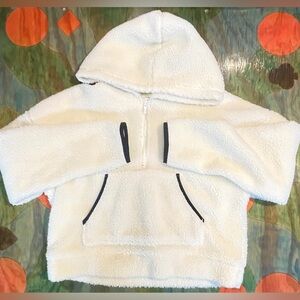 Daily Thread Hoodie Medium Ivory Long Sleeve Quarter Zip Sherpa Womens Polyester